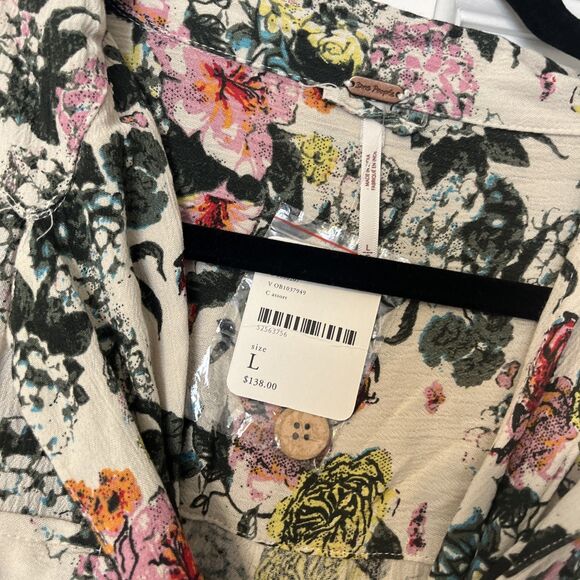 Free People Jumpsuit Womens Large Sierra Floral Print Boho Belted Pockets NWT - Picture 3 of 10